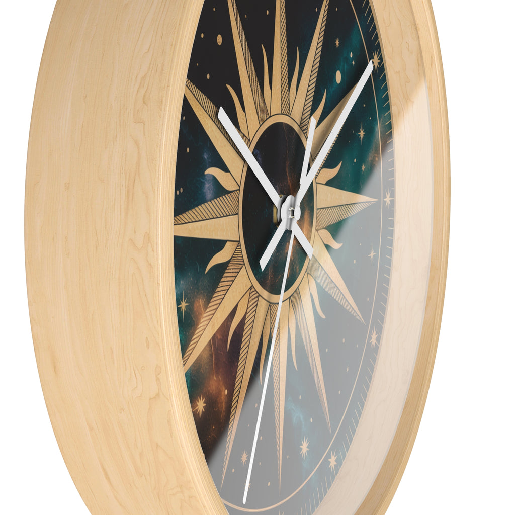 Gold Sunburst Celestial Wall Clock | Galaxy Vintage-Metallic