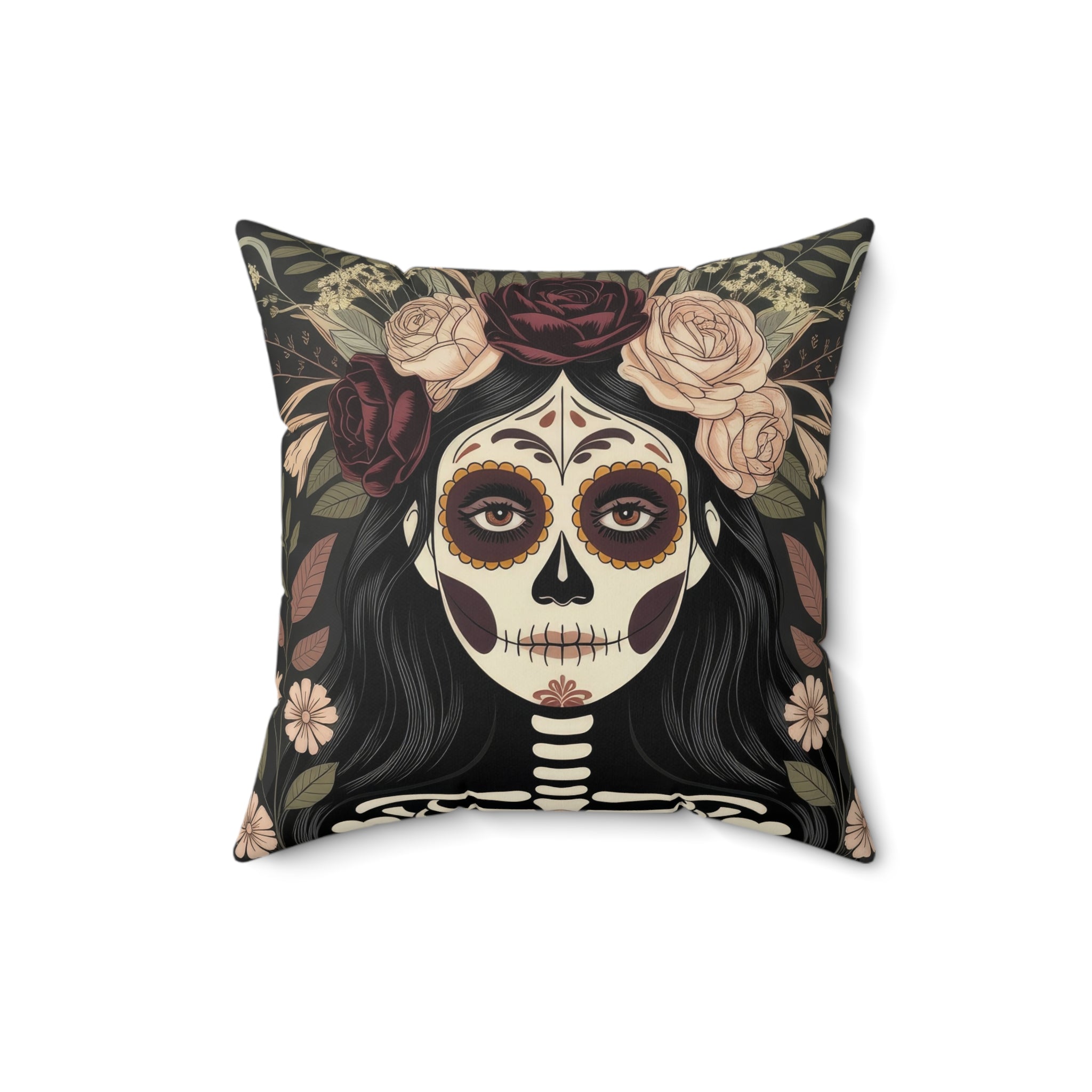 La Catrina Skull Gothic Throw Pillow