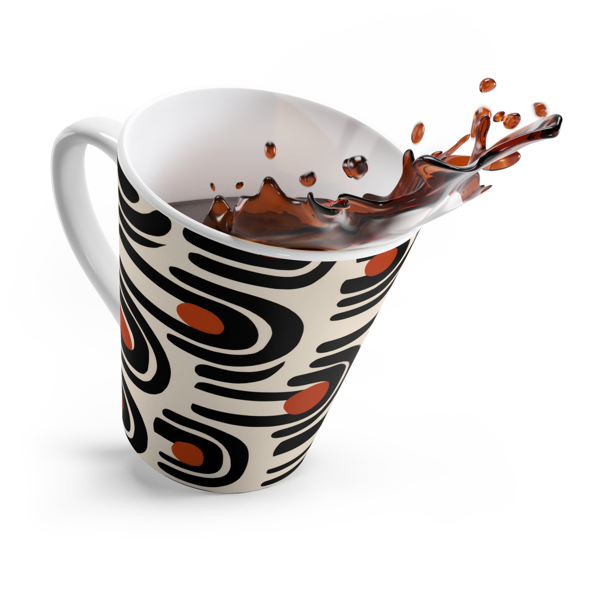 Mid Century Modern Geometric Arch Latte Mug | Terracotta Black Cream