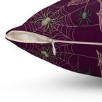 Gothic Spiderweb Rose Pillow | Burgundy Decorative Throw Pillow