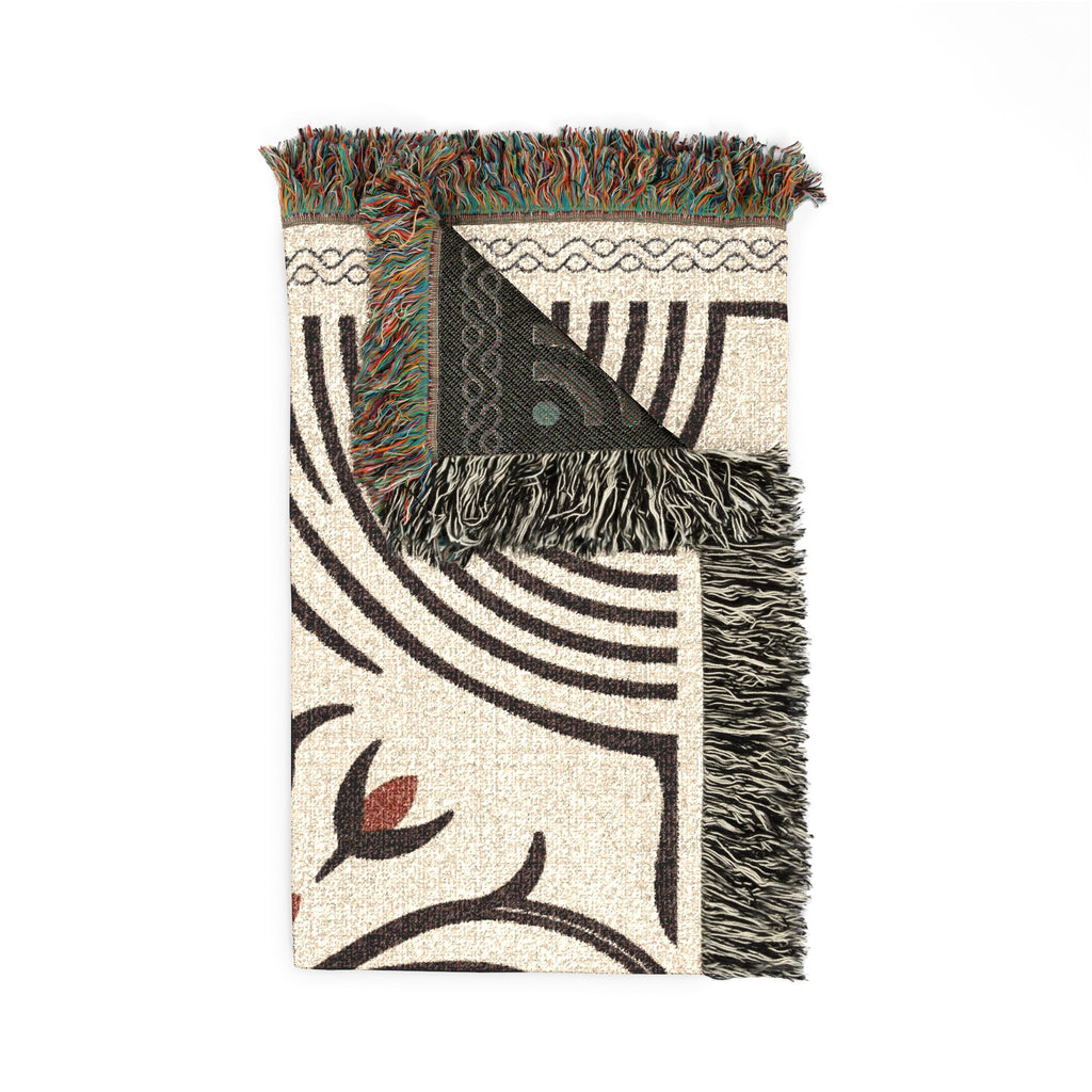 Boho Floral Medallion Woven Blanket | Southwestern Tile Pattern, Fringe Throw
