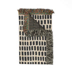 Updated Hand-Drawn Grid Texture Woven Blanket | Cream Background