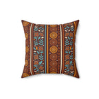 Folk floral stripe faux suede throw pillow, alternate view