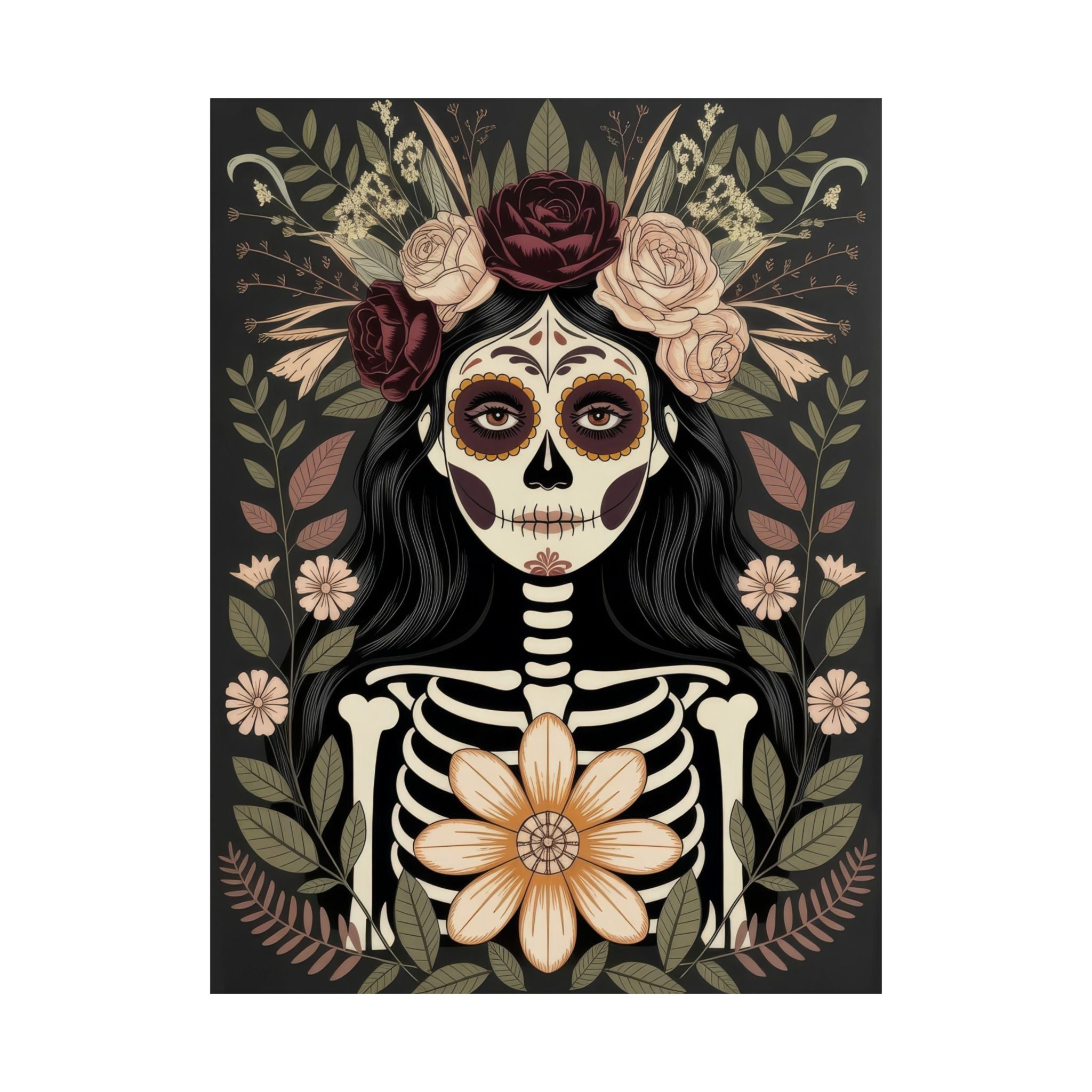 La Catrina Gothic Día de los Muertos Poster | Matte Vertical Art Print