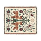 Folk Fox & Floral Woven Blanket | Tapestry Throw