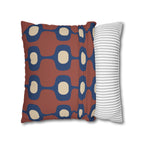 Terracotta Navy Geometric Faux Suede Pillow Cover