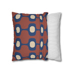 Terracotta Navy Geometric Faux Suede Pillow Cover