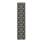 Gothic Bat Damask Table Runner | Black Halloween Table Decor