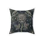 Gothic Spiderweb Rose Pillow | Charcoal Victorian Decor