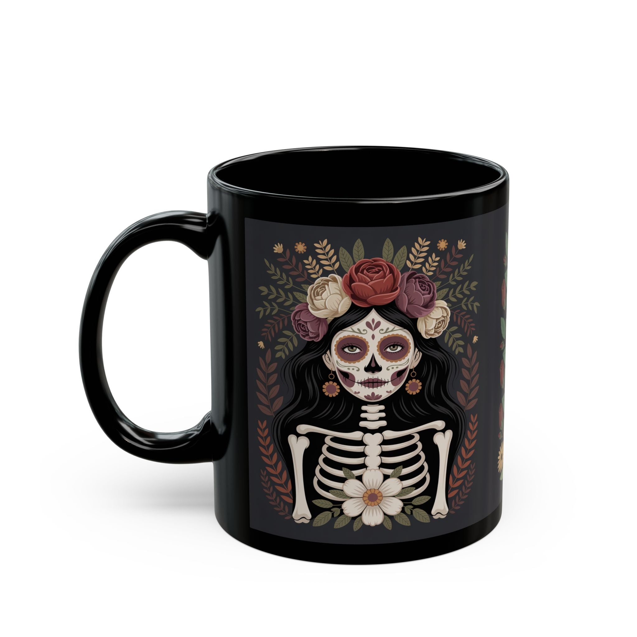Day of the Dead La Catrina Skull Mug | Black 11oz 15oz