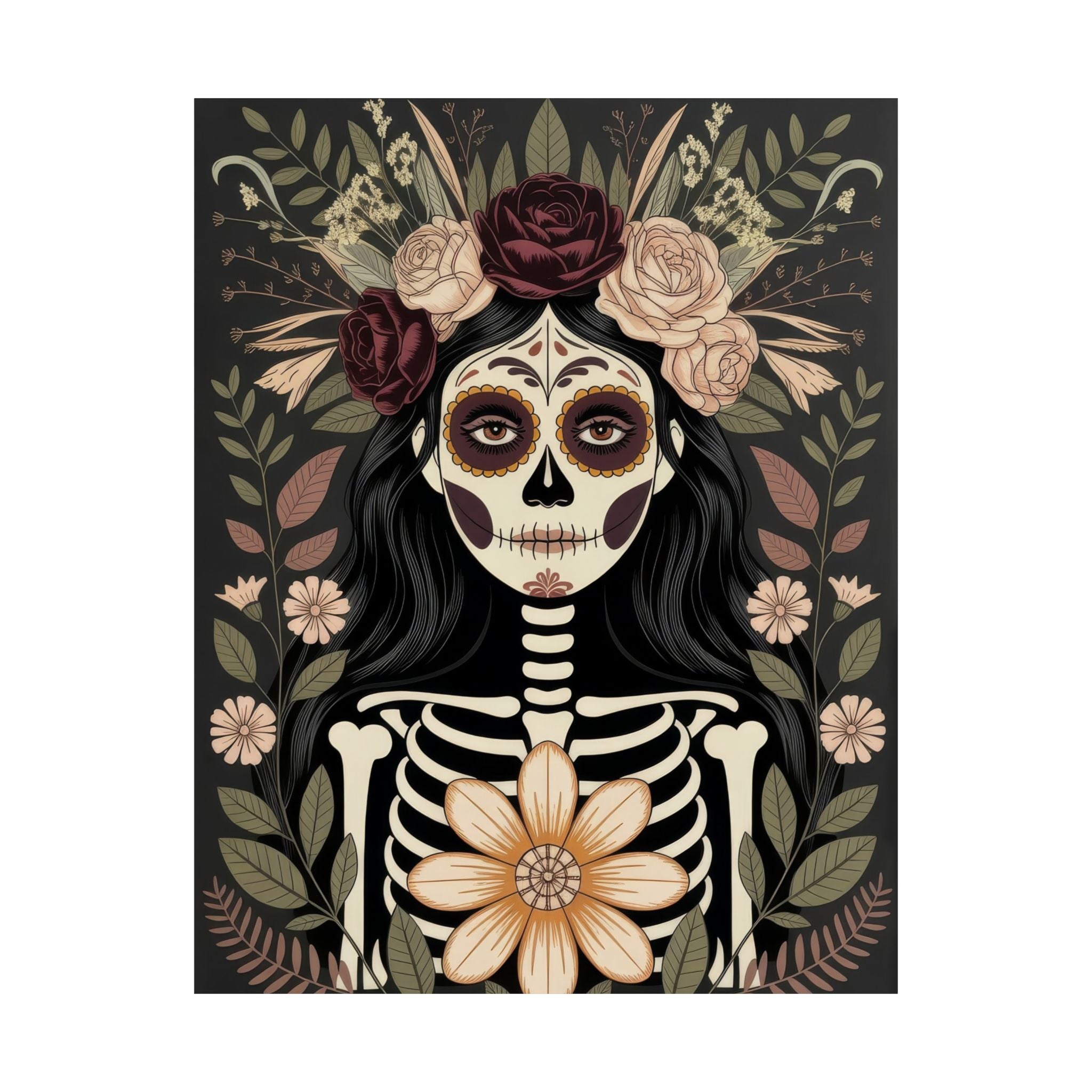 La Catrina Gothic Día de los Muertos Poster | Matte Vertical Art Print