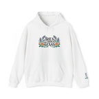 White embroidered She’s From Texas hoodie with bluebonnet florals and personalized sleeve initials