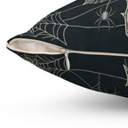 Gothic Spiderweb Rose Pillow | Charcoal Victorian Decor