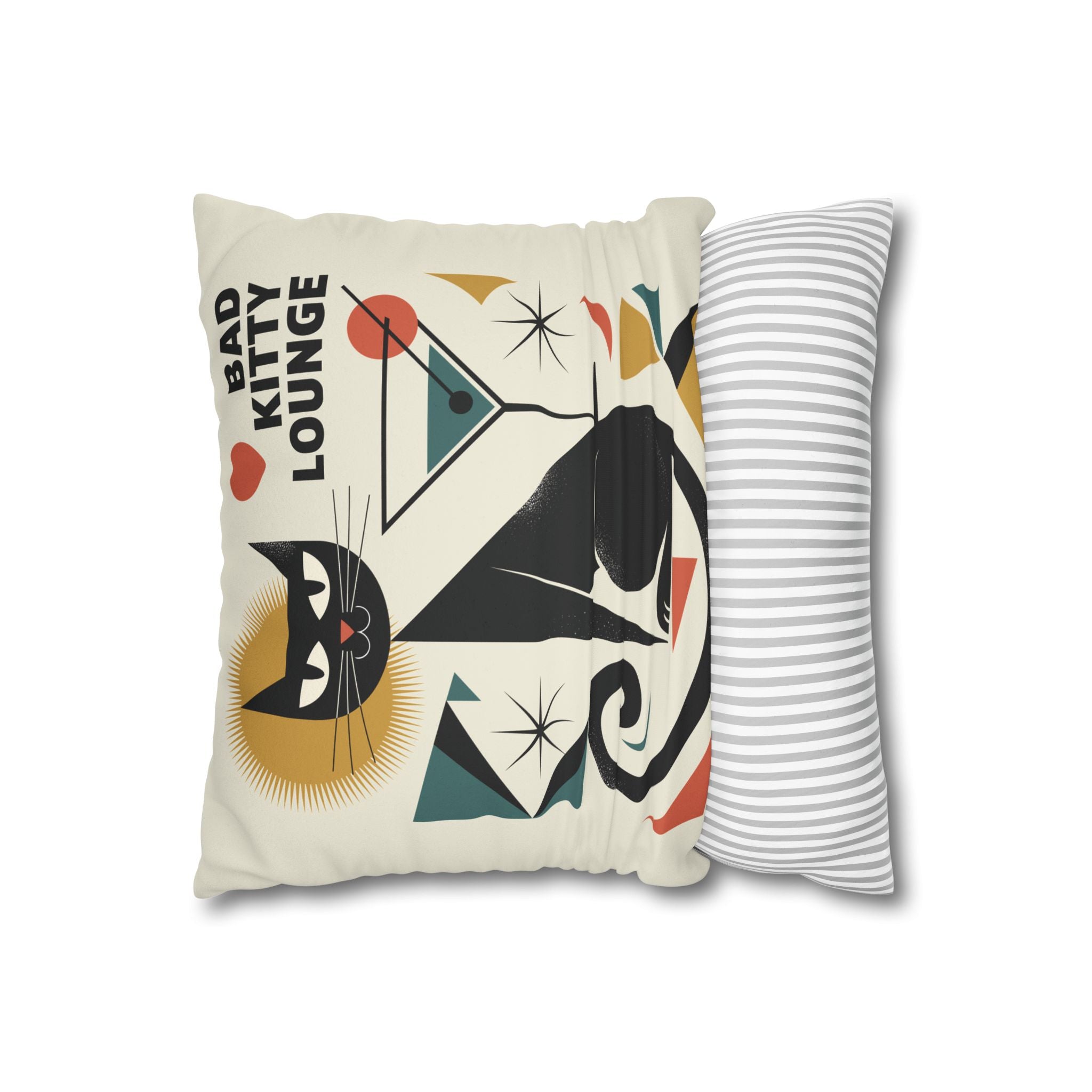 Copy of Bad Kitty Mid Century Modern | Art Deco Faux Suede Square Pillowcase | Retro Cat Accent