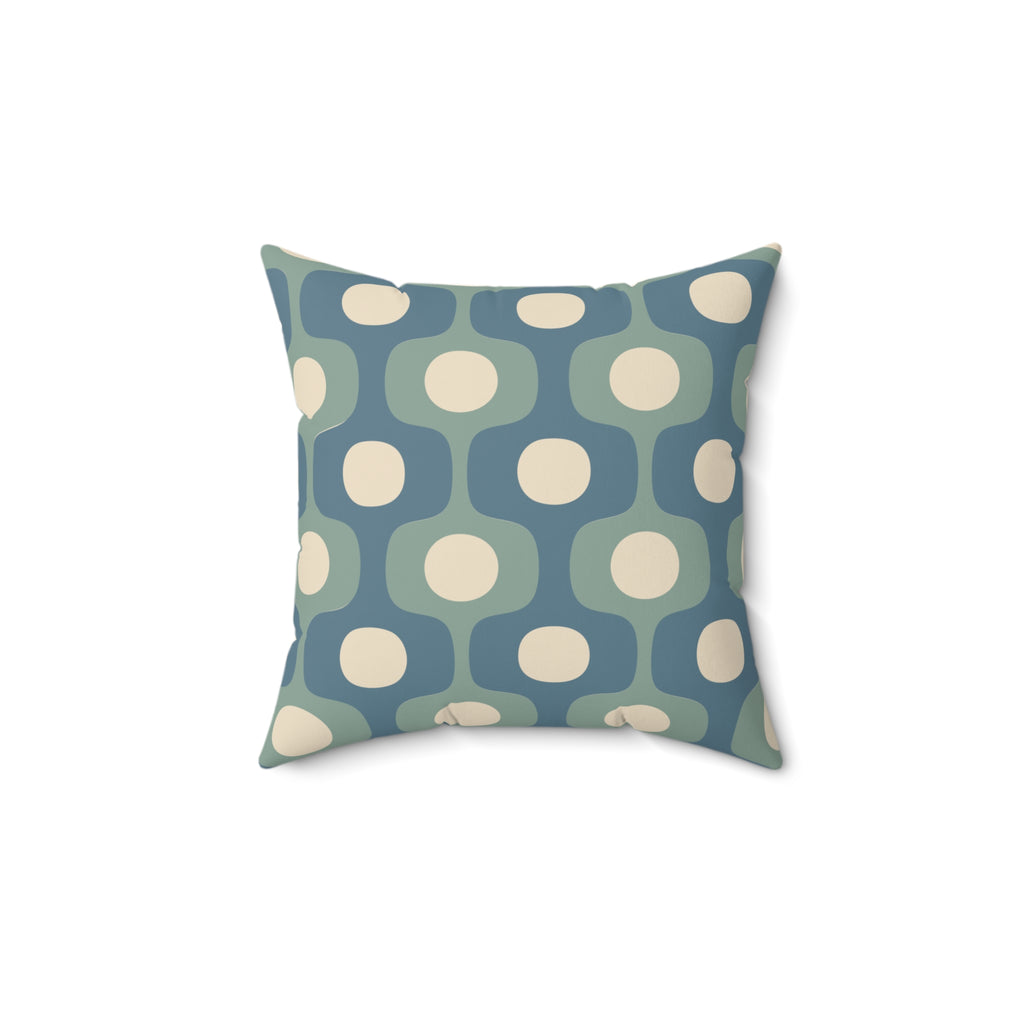 Mid-Century Geometric Pattern Square Pillow | Teal Sage Cream