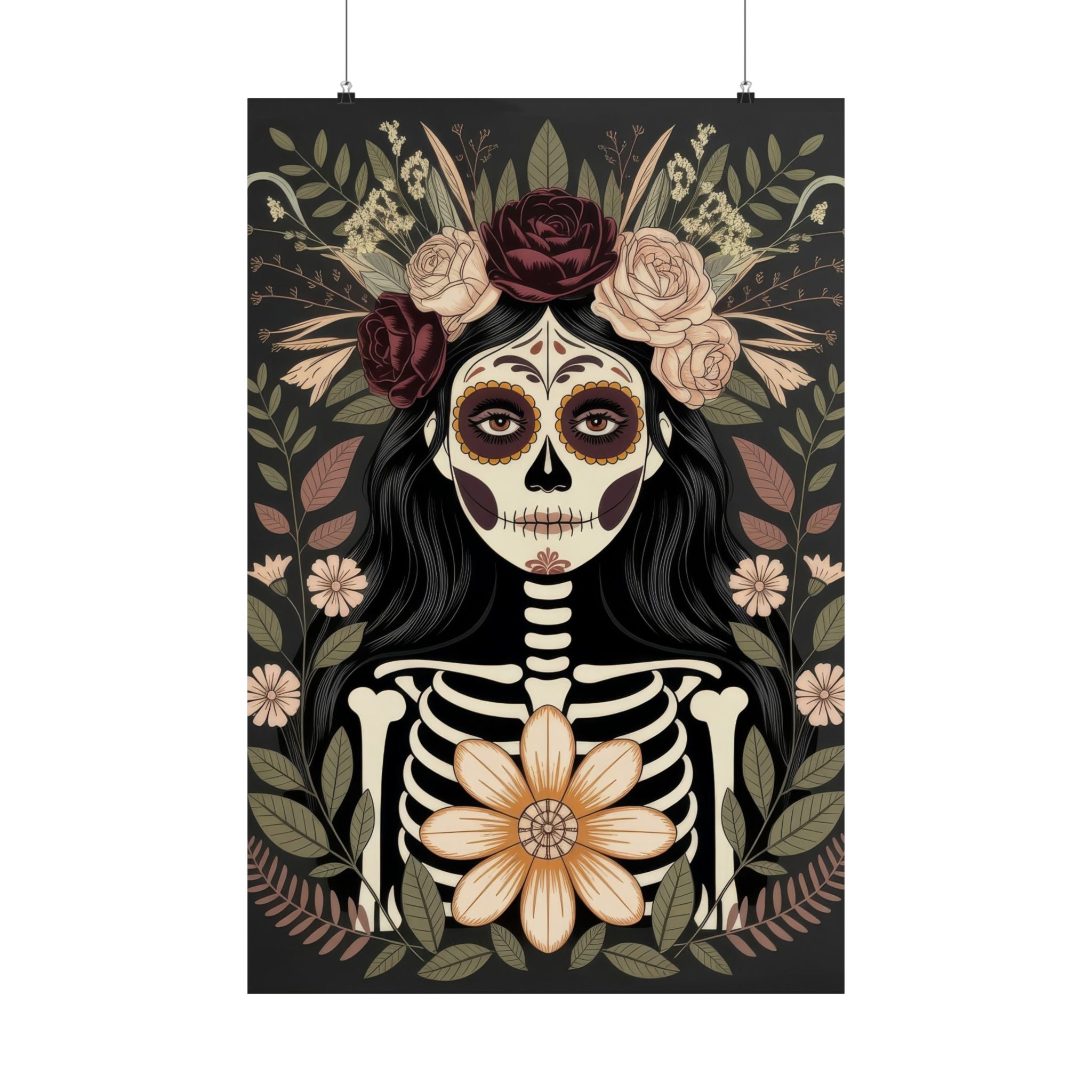 La Catrina Gothic Día de los Muertos Poster | Matte Vertical Art Print