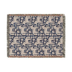 Dala Horse Woven Blanket | Blue Scandinavian Folk Throw