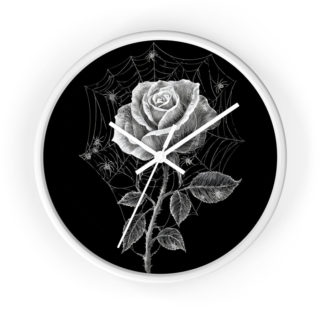 Gothic Rose Spiderweb Wall Clock | Victorian Dark Academia Decor
