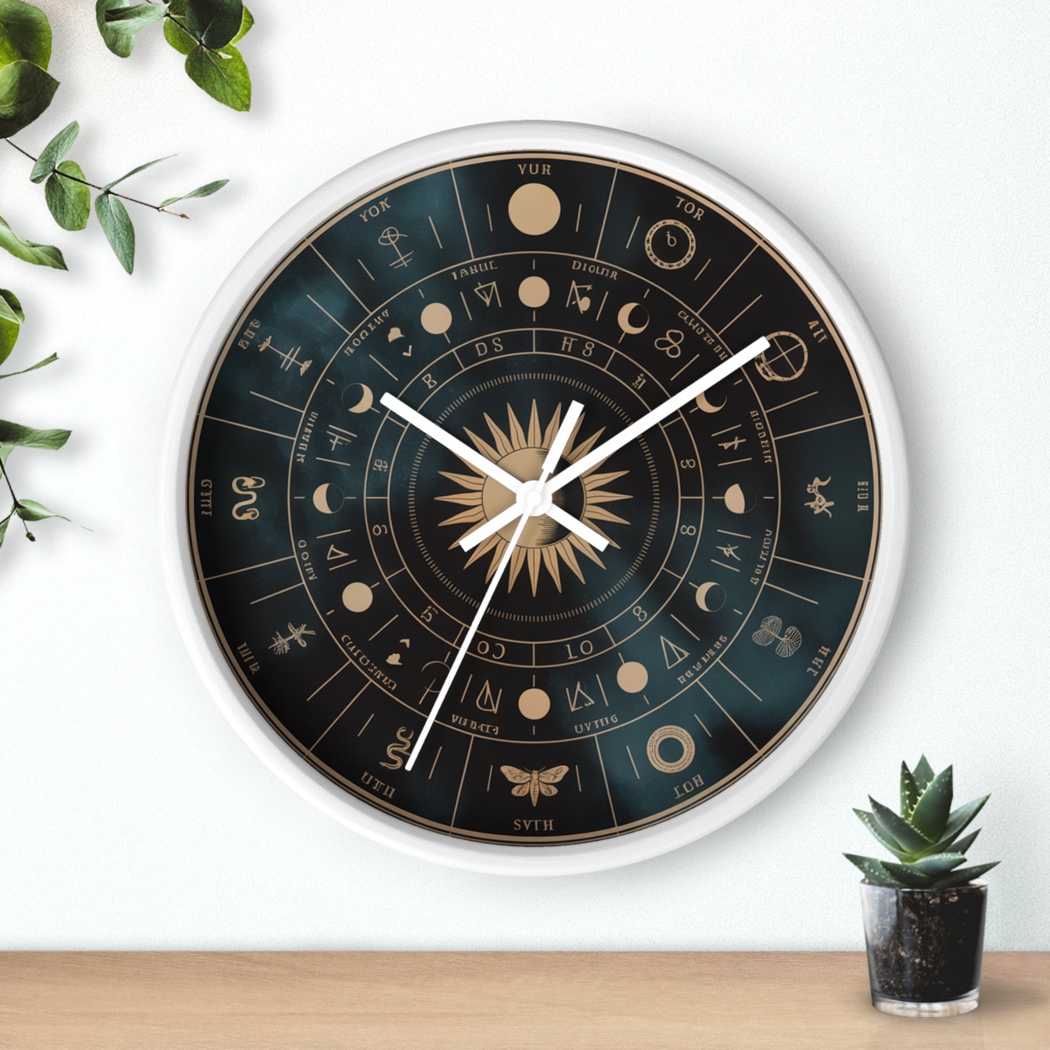 Eclipse Sun Occult Chart Wall Clock | Alchemical Glyphs, Antique Gold