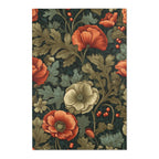 William Morris Poppy Area Rug | Coral Teal Floral Decor