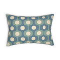 Mid-Century Geometric Pattern Lumbar Pillow | Teal Sage Cream