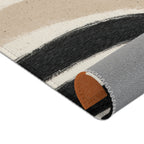 Hand-Drawn Arches MCM Area Rug | Modern Sun Dot Pattern, Neutral Tan Terracotta