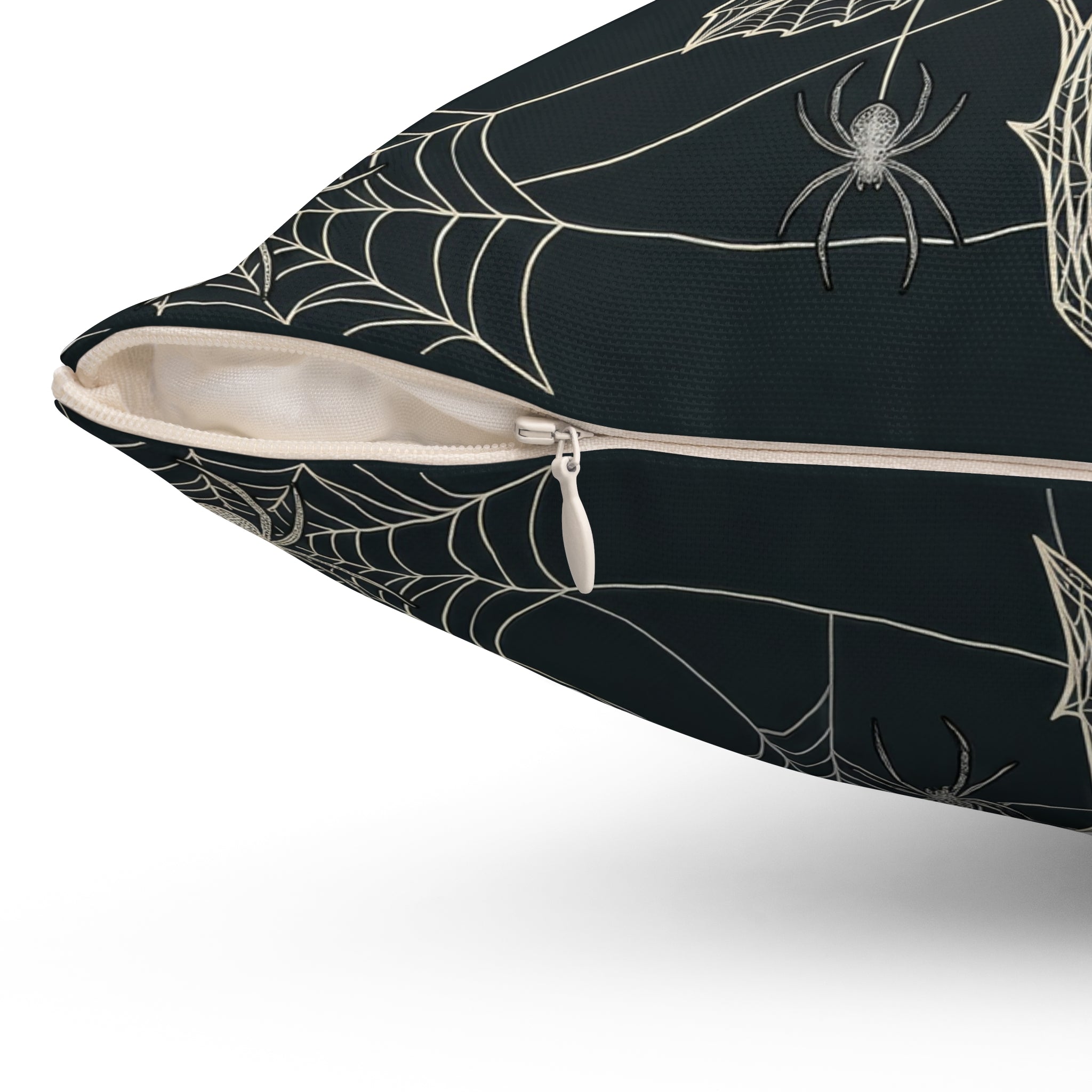 Gothic Spiderweb Rose Pillow | Charcoal Decorative Throw Pillow