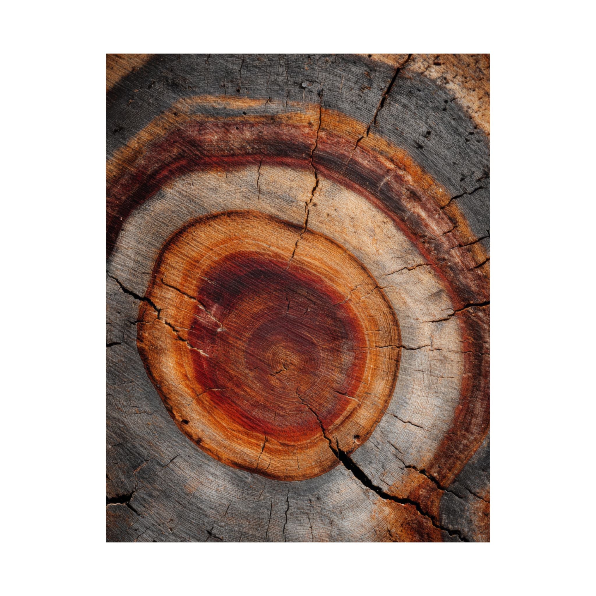 Tree Ring Wall Art | Rustic Wood Cross Section Print | Natural Growth Rings Poster | Farmhouse Forest Nature Photography Decor