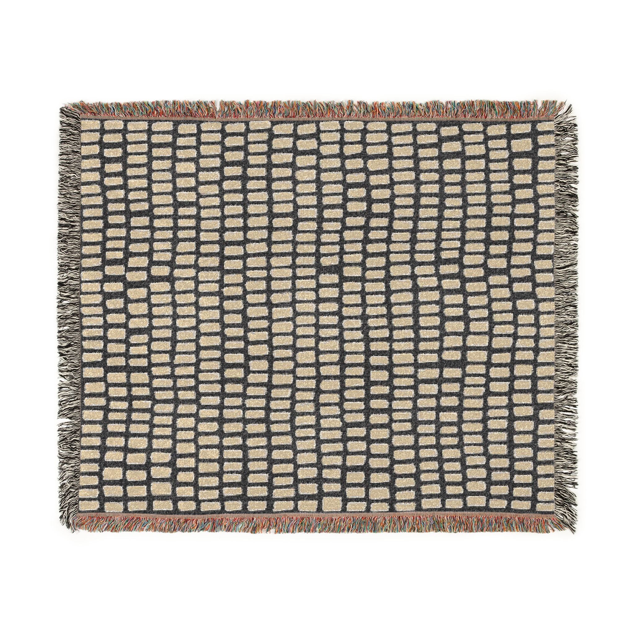 Black Cream Woven Throw Blanket, Cotton Couch Blanket, Dark Neutral Bed Throw, Minimalist Scandinavian Decor