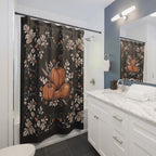 Pumpkin Bouquet Shower Curtain | Black Floral Fall Decor