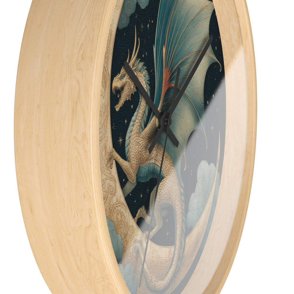 Dragon Crescent Moon Wall Clock | Midnight Stars Emblem
