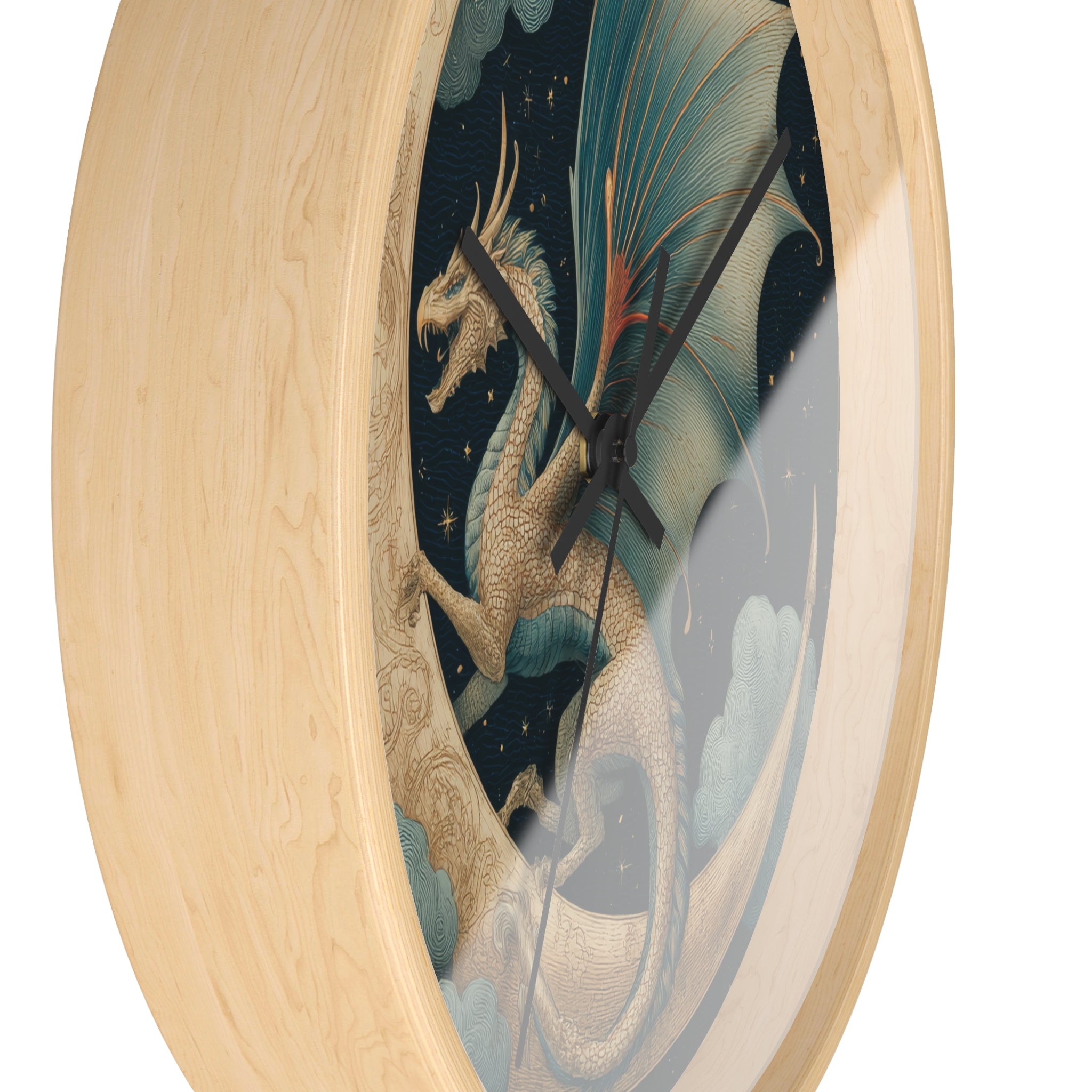 Dragon Crescent Moon Wall Clock | Midnight Stars Emblem