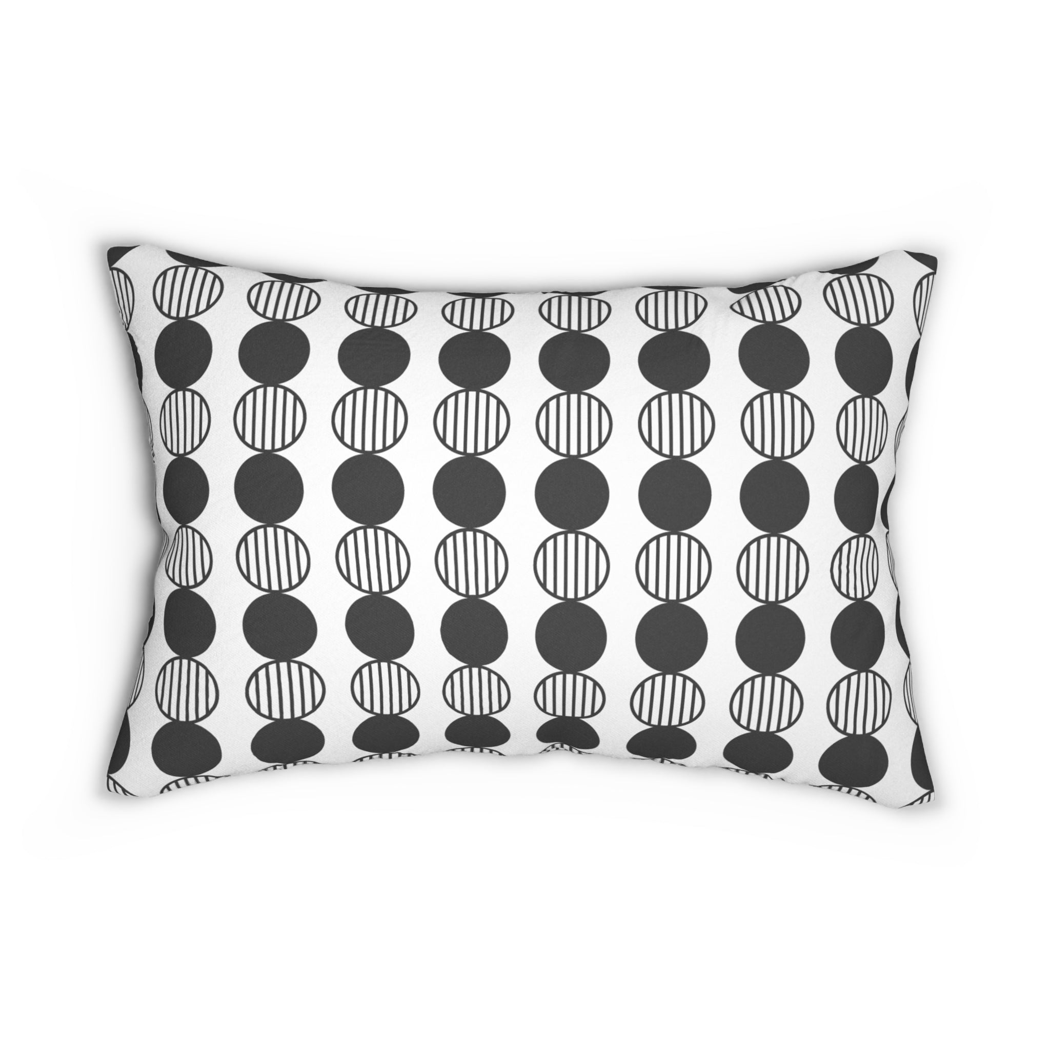 Mid Century Geometric Lumbar Pillow Off-White Charcoal Modern Cushion