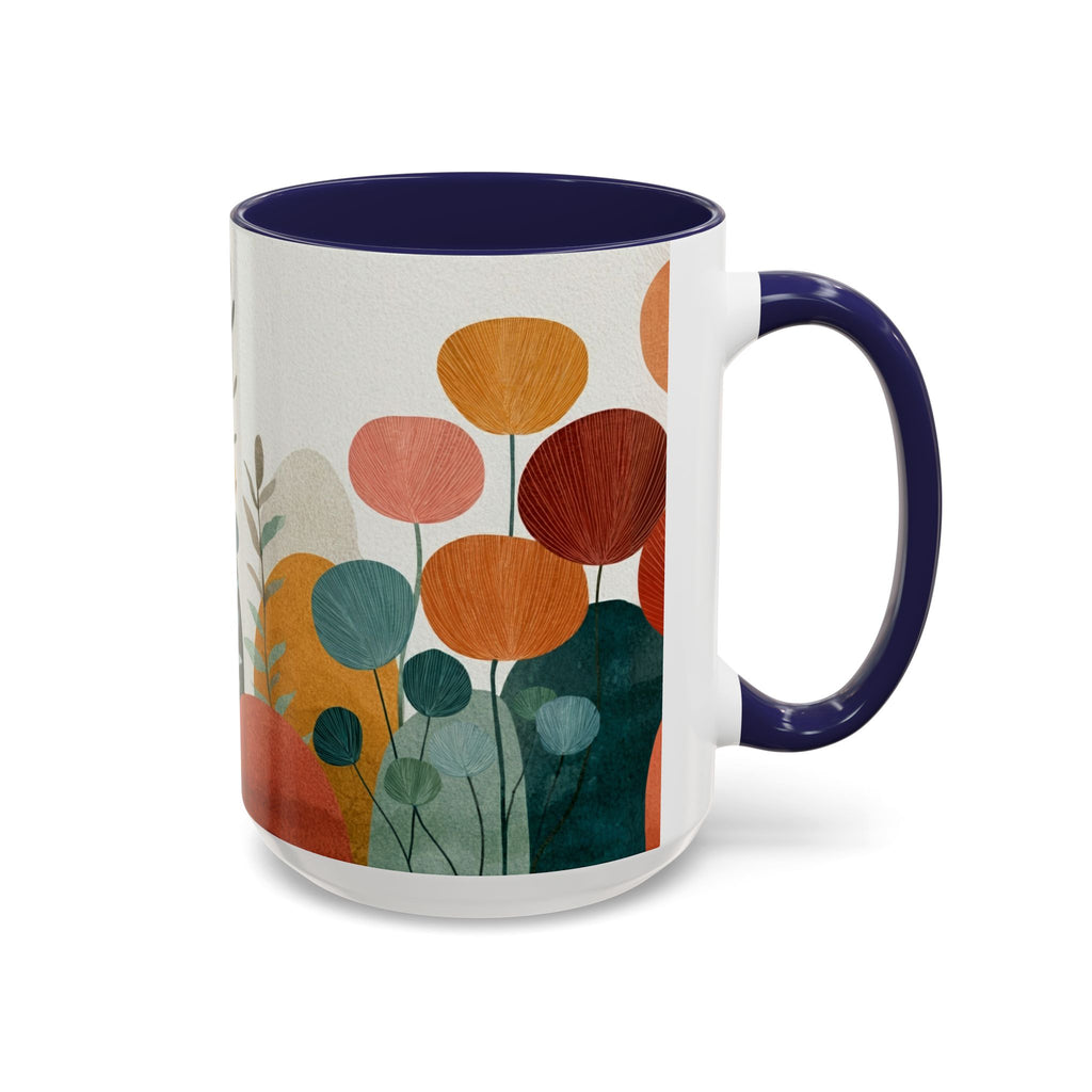 Mid-Century Boho Floral Accent Mug | Abstract Botanical Coffee Cup