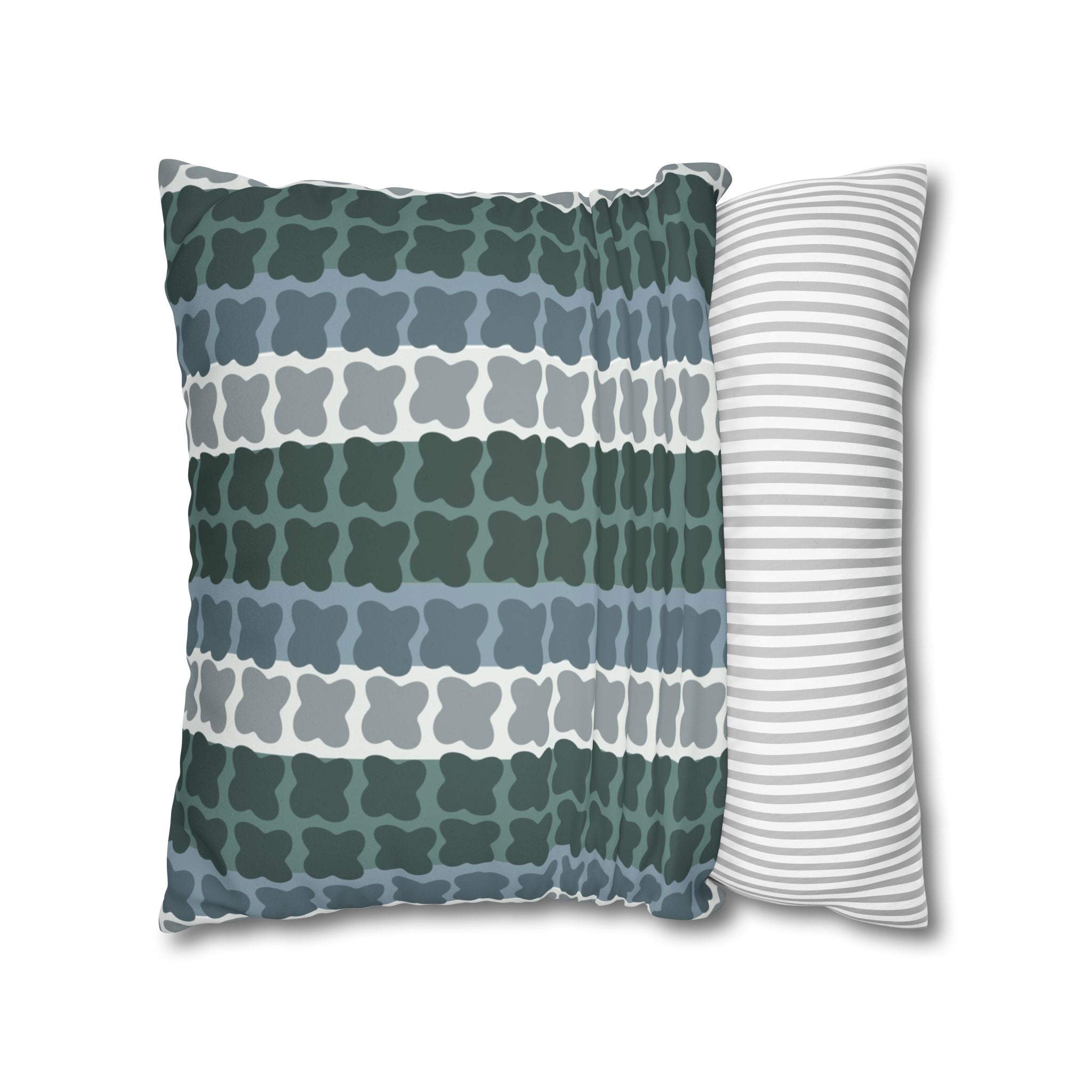 Mid Century Modern Geometric Pillow Cover | 1960s Inspired Retro Green Pattern | Faux Suede MCM Throw Pillow Cover