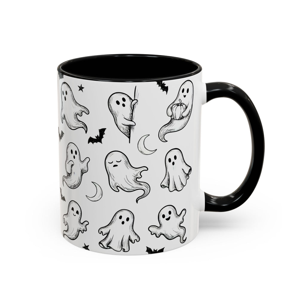 Hand-Drawn Ghost Accent Mug | Cute Halloween Coffee Cup