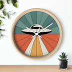UFO Sunburst Wall Clock | Teal Orange Atomic Decor