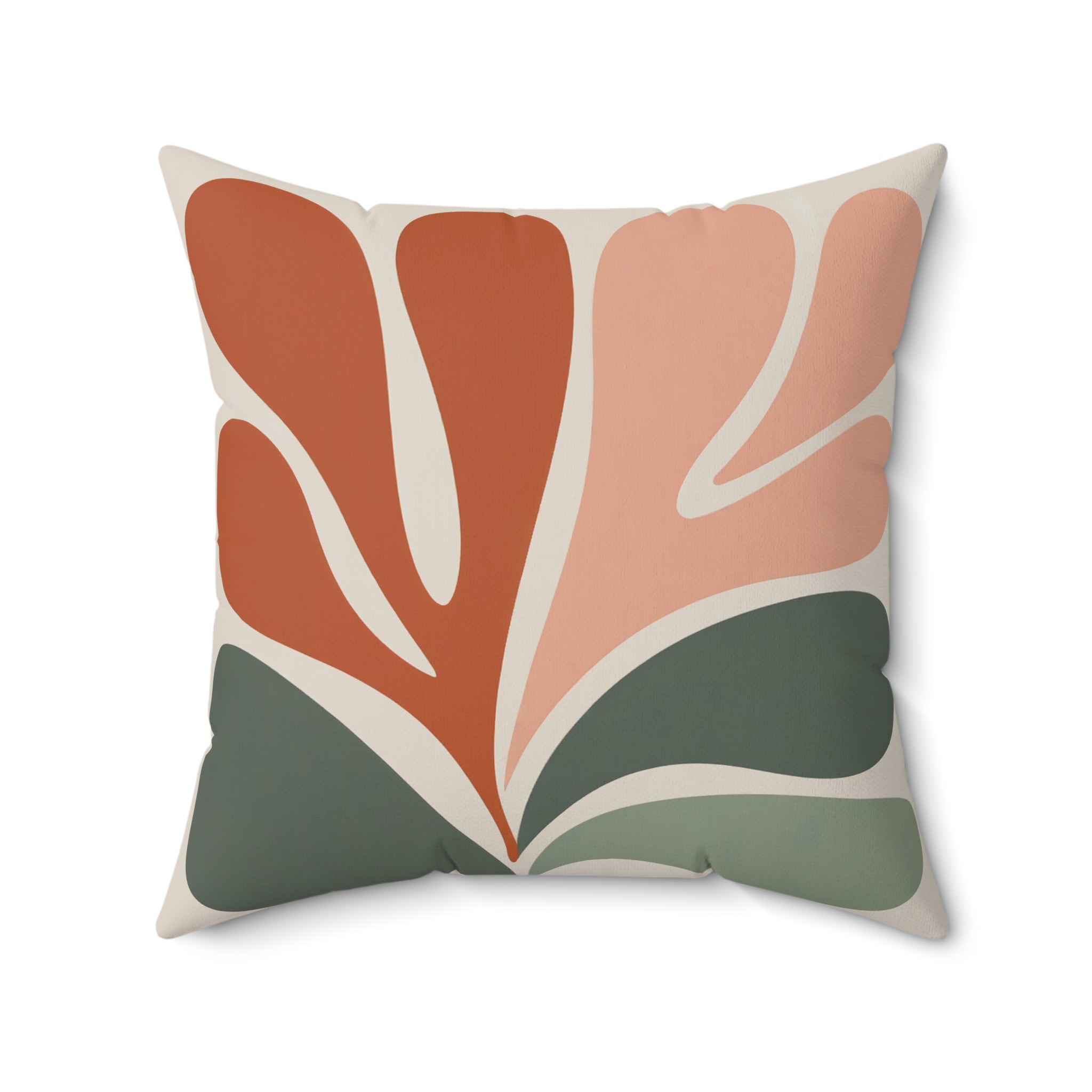 Mid Century Cushion | Abstract Floral Throw Pillow in Terracotta Rust Blush Sage