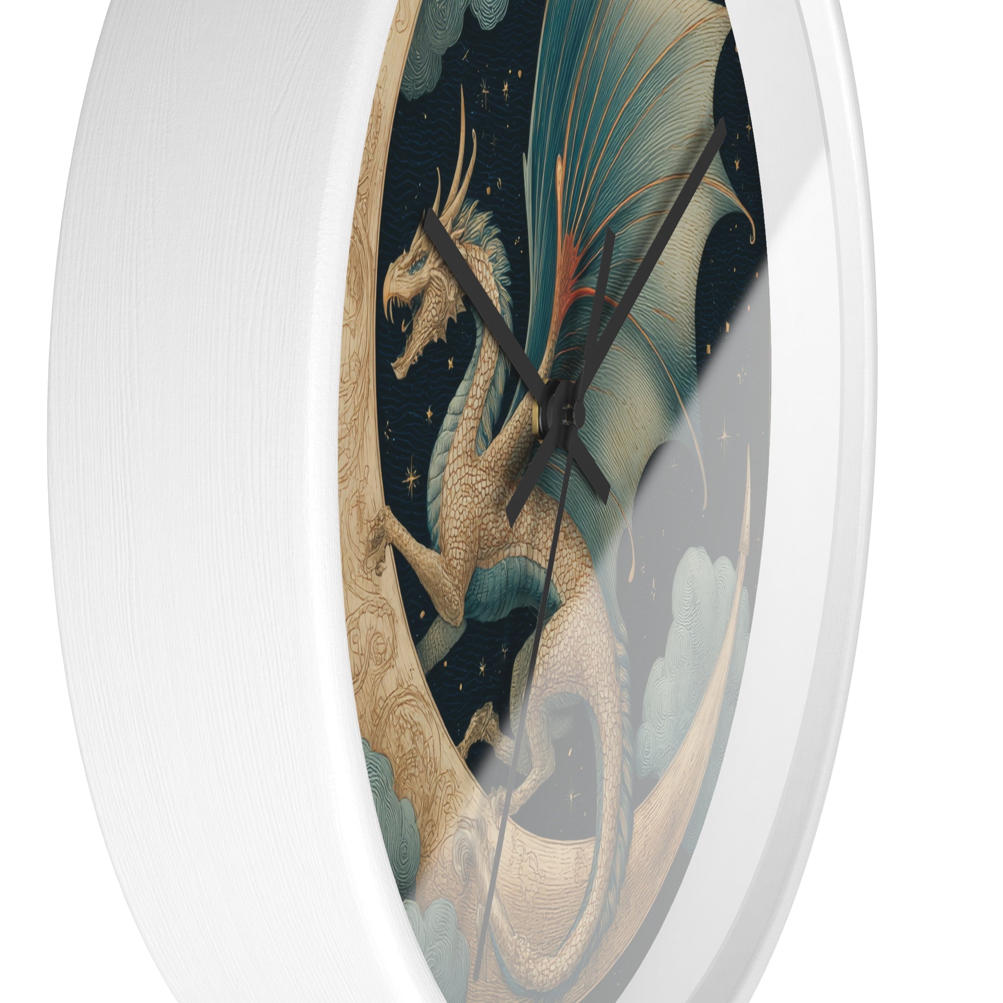 Dragon Crescent Moon Wall Clock | Midnight Stars Emblem