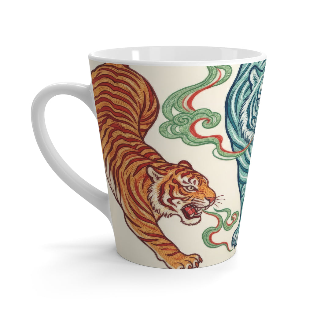 Chinoiserie Tiger Mug, Vintage Asian Inspired Coffee Mug, Bold Tiger Design Ceramic Mug