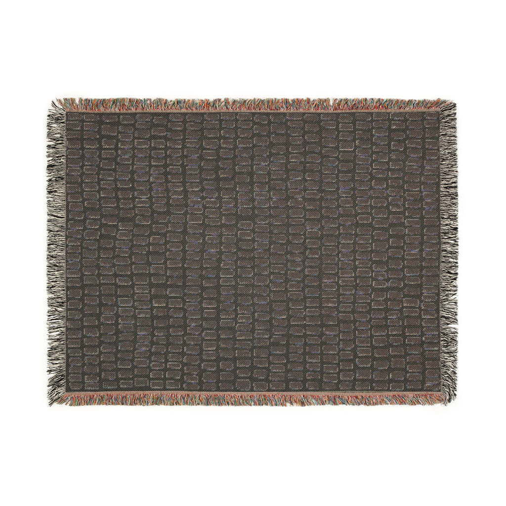 Updated Hand-Drawn Grid Texture Woven Blanket | Cream Background