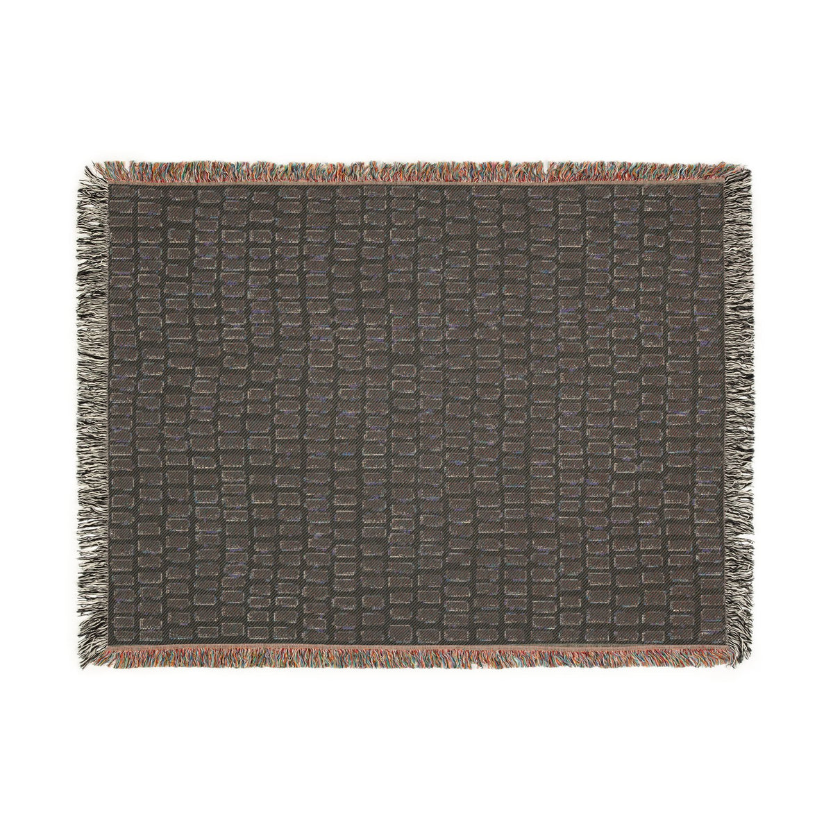 Updated Hand-Drawn Grid Texture Woven Blanket | Cream Background