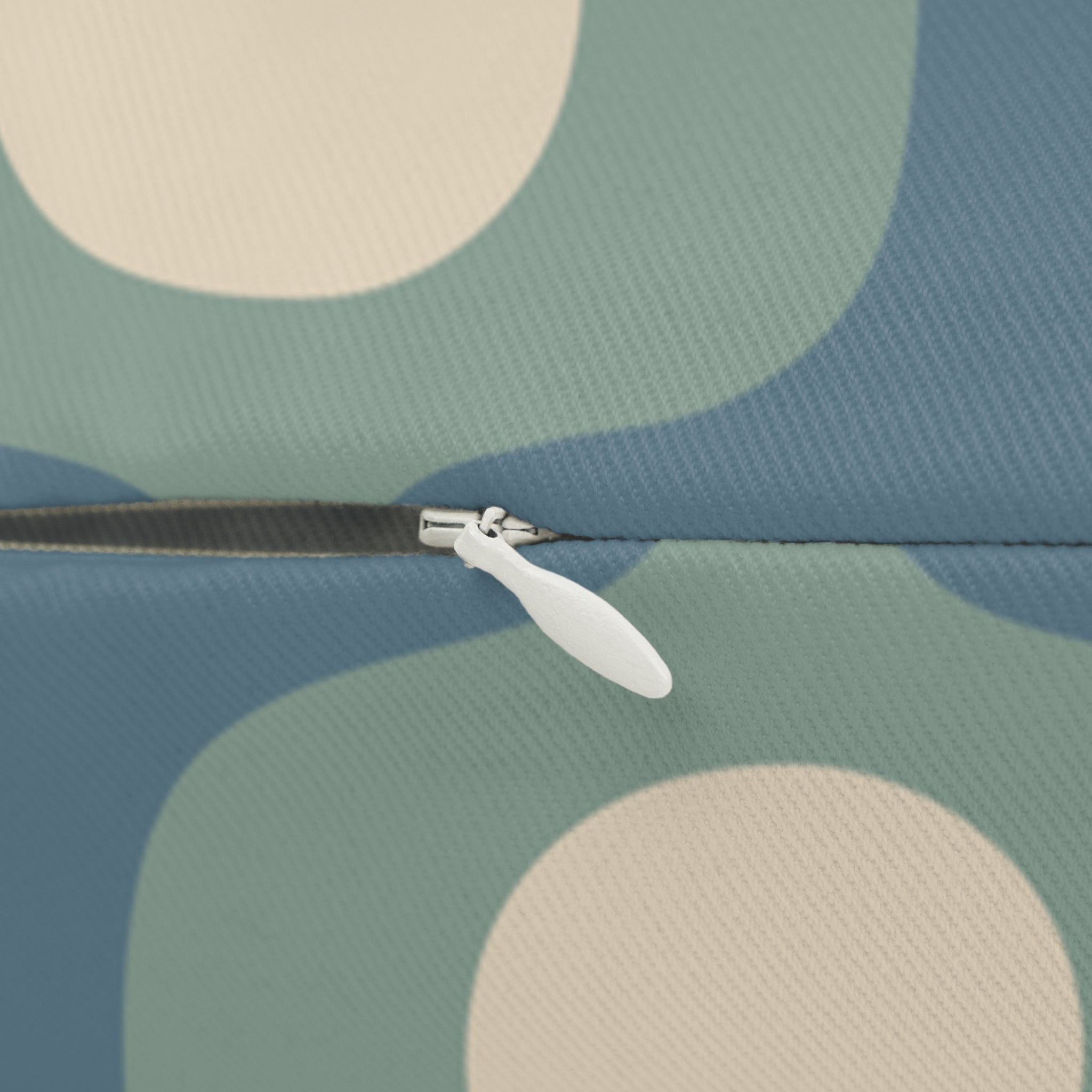 Mid-Century Geometric Pattern Lumbar Pillow | Teal Sage Cream