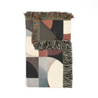 Mid-Century Geometric Woven Blanket | Rust & Teal Throw
