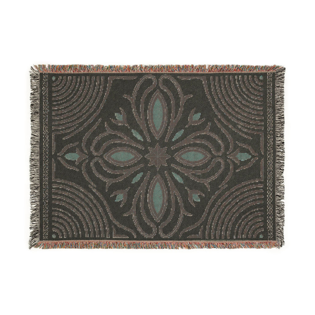 Boho Floral Medallion Woven Blanket | Southwestern Tile Pattern, Fringe Throw