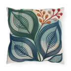 Abstract Teal Leaf Outdoor Pillow | Botanical Patio Decor