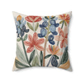 Texas Wildflower Throw Pillow | Bluebonnet Folk Floral