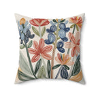 Texas Wildflower Throw Pillow | Bluebonnet Folk Floral