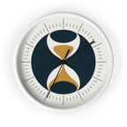 Mid Century Modern Clock | Atomic Retro Minimalist Hourglass Wall Clock | Navy & Gold