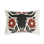 Longhorn Floral Outdoor Lumbar Pillow | Western Fall Decor